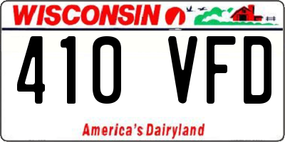 WI license plate 410VFD