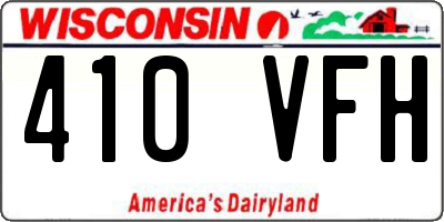 WI license plate 410VFH