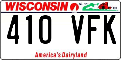 WI license plate 410VFK