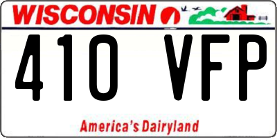 WI license plate 410VFP