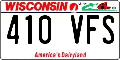 WI license plate 410VFS