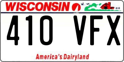 WI license plate 410VFX