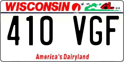 WI license plate 410VGF