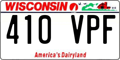 WI license plate 410VPF