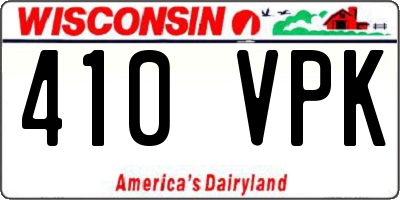 WI license plate 410VPK