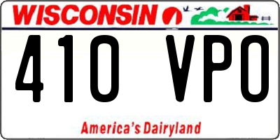 WI license plate 410VPO