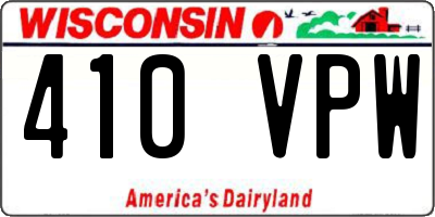 WI license plate 410VPW