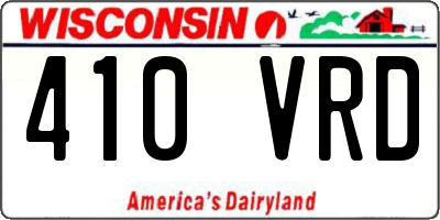 WI license plate 410VRD