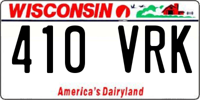 WI license plate 410VRK