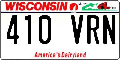 WI license plate 410VRN