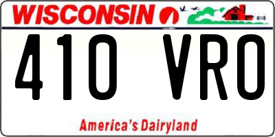 WI license plate 410VRO