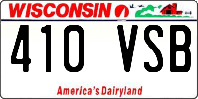 WI license plate 410VSB