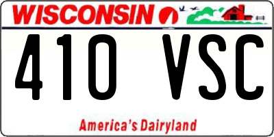 WI license plate 410VSC