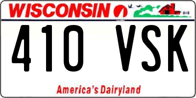 WI license plate 410VSK