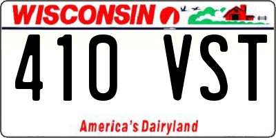 WI license plate 410VST