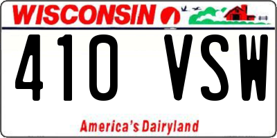 WI license plate 410VSW