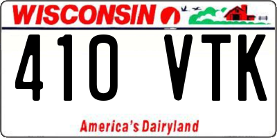 WI license plate 410VTK