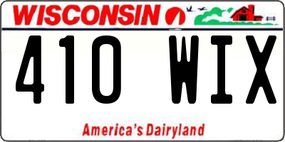 WI license plate 410WIX