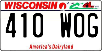 WI license plate 410WOG