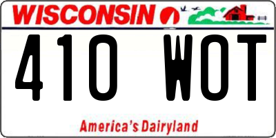 WI license plate 410WOT