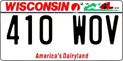 WI license plate 410WOV