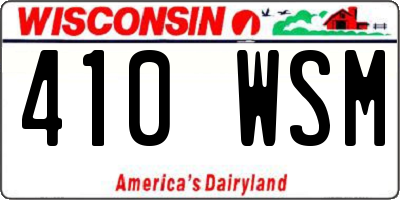 WI license plate 410WSM