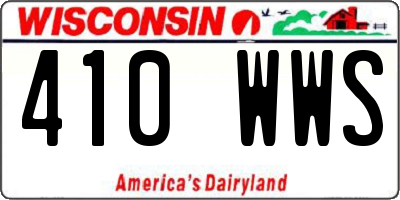 WI license plate 410WWS