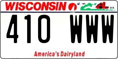 WI license plate 410WWW