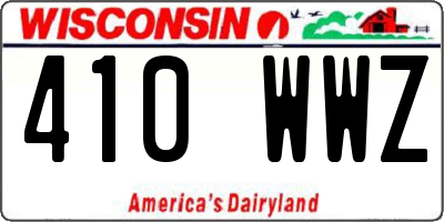 WI license plate 410WWZ