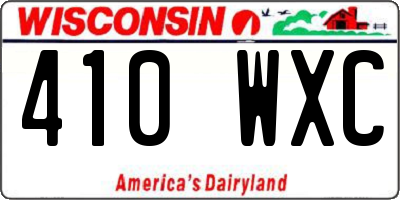 WI license plate 410WXC