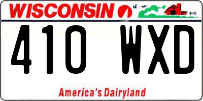 WI license plate 410WXD