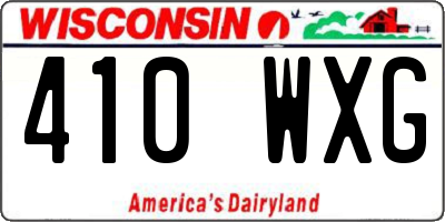 WI license plate 410WXG
