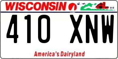 WI license plate 410XNW