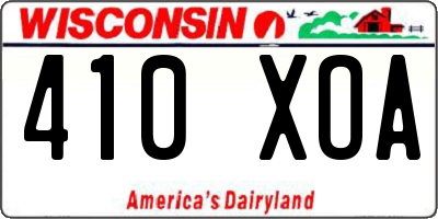 WI license plate 410XOA