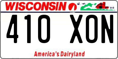 WI license plate 410XON