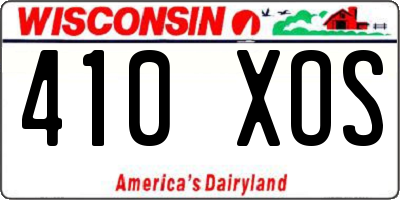 WI license plate 410XOS