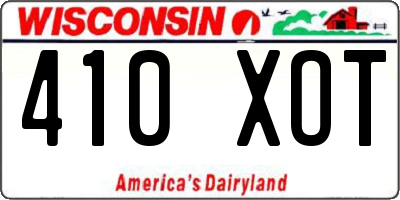 WI license plate 410XOT