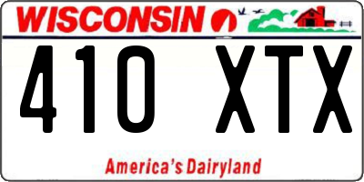WI license plate 410XTX