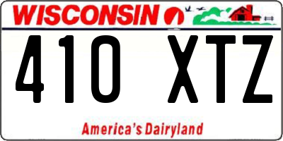WI license plate 410XTZ
