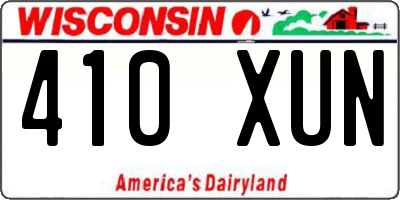WI license plate 410XUN