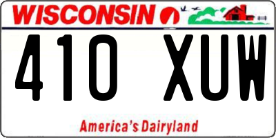 WI license plate 410XUW