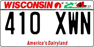WI license plate 410XWN