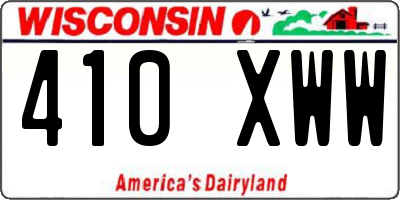 WI license plate 410XWW