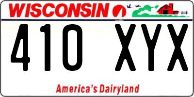 WI license plate 410XYX