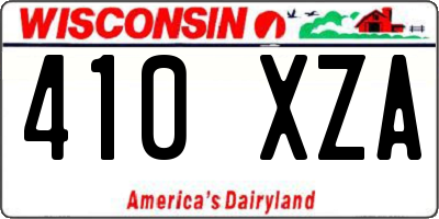 WI license plate 410XZA