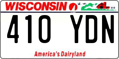 WI license plate 410YDN