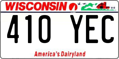 WI license plate 410YEC