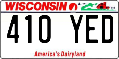 WI license plate 410YED