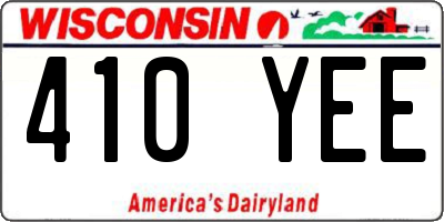 WI license plate 410YEE