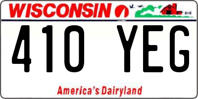 WI license plate 410YEG